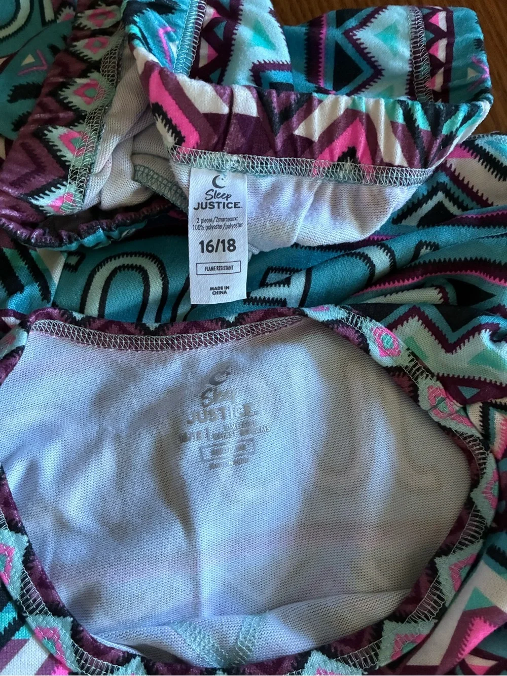 Justice Turquoise Pink Purple Aztec Long Sleeve Top